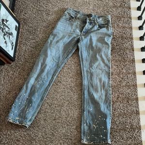 Italian made splatter jeans (factory made).